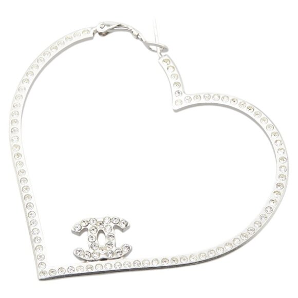 CHANEL Authentic Silver Logo Earrings - Picture 2 of 5